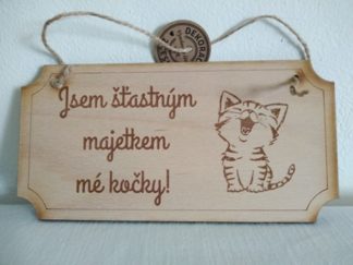 Cedulka kočka. Jsem šťastným ....