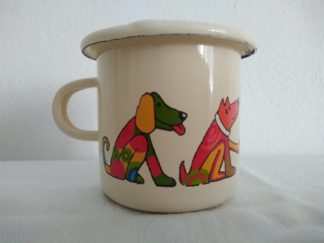 Smaltovaný mini espresso hrnek pes