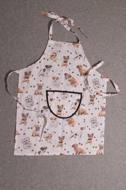 Kuchyňská zástěra dětská, bílá pes