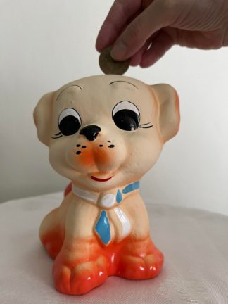 Keramická pokladnička, pes šedý